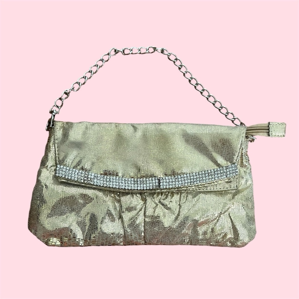 Elegant vintage retro gold handbag with diamonds